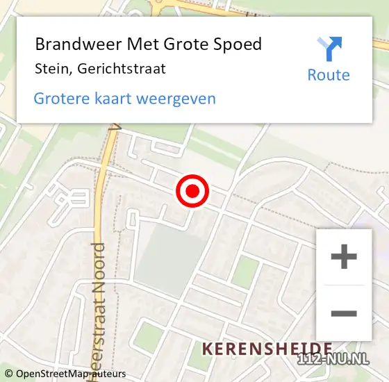 Locatie op kaart van de 112 melding: Brandweer Met Grote Spoed Naar Stein, Gerichtstraat op 22 maart 2022 19:33