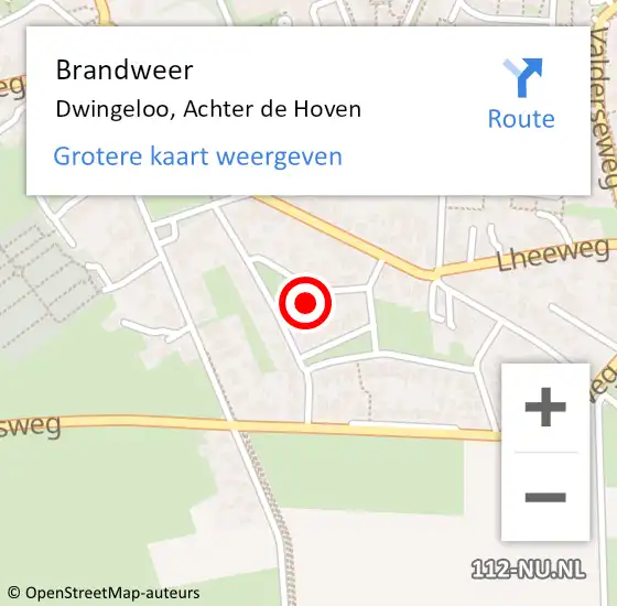 Locatie op kaart van de 112 melding: Brandweer Dwingeloo, Achter de Hoven op 22 maart 2022 19:36