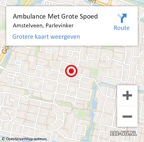 Locatie op kaart van de 112 melding: Ambulance Met Grote Spoed Naar Amstelveen, Parlevinker op 22 maart 2022 19:42