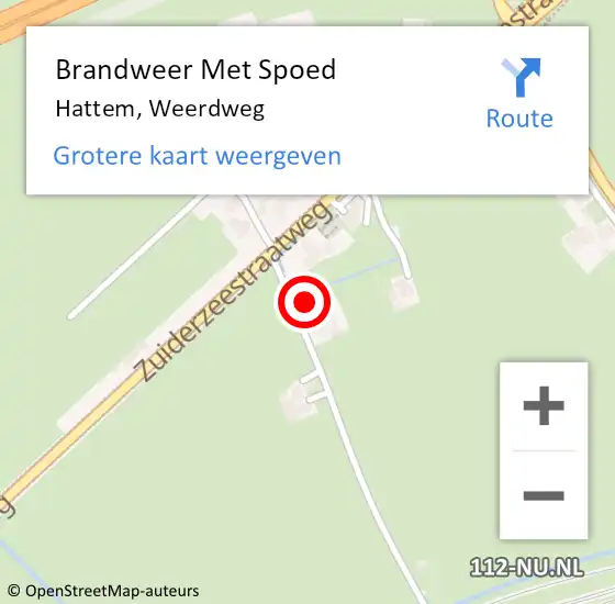 Locatie op kaart van de 112 melding: Brandweer Met Spoed Naar Hattem, Weerdweg op 22 maart 2022 19:43