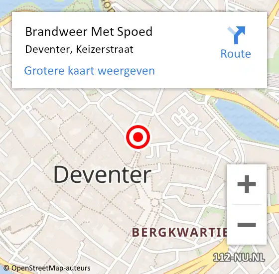 Locatie op kaart van de 112 melding: Brandweer Met Spoed Naar Deventer, Keizerstraat op 22 maart 2022 19:59