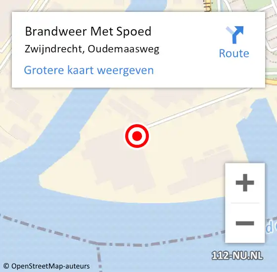 Locatie op kaart van de 112 melding: Brandweer Met Spoed Naar Zwijndrecht, Oudemaasweg op 22 maart 2022 19:59