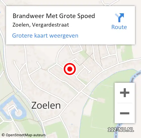 Locatie op kaart van de 112 melding: Brandweer Met Grote Spoed Naar Zoelen, Vergardestraat op 22 maart 2022 20:06