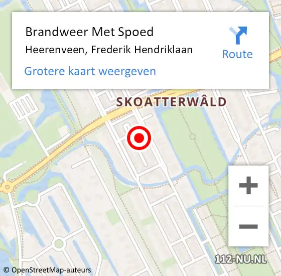 Locatie op kaart van de 112 melding: Brandweer Met Spoed Naar Heerenveen, Frederik Hendriklaan op 22 maart 2022 20:21