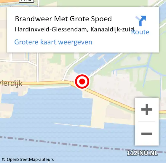 Locatie op kaart van de 112 melding: Brandweer Met Grote Spoed Naar Hardinxveld-Giessendam, Kanaaldijk-zuid op 22 maart 2022 20:22