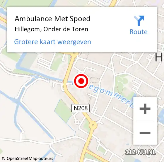 Locatie op kaart van de 112 melding: Ambulance Met Spoed Naar Hillegom, Onder de Toren op 22 maart 2022 20:28