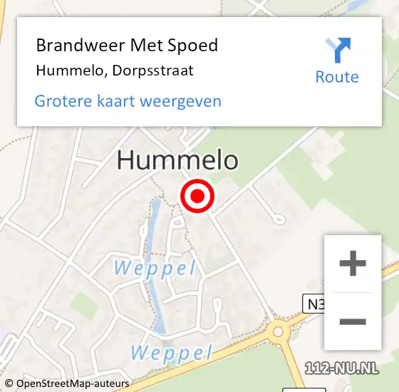 Locatie op kaart van de 112 melding: Brandweer Met Spoed Naar Hummelo, Dorpsstraat op 11 juli 2014 20:24