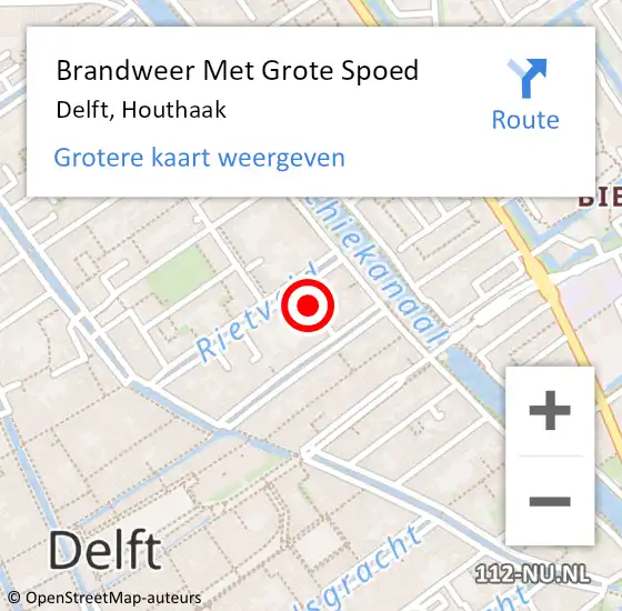 Locatie op kaart van de 112 melding: Brandweer Met Grote Spoed Naar Delft, Houthaak op 22 maart 2022 21:22