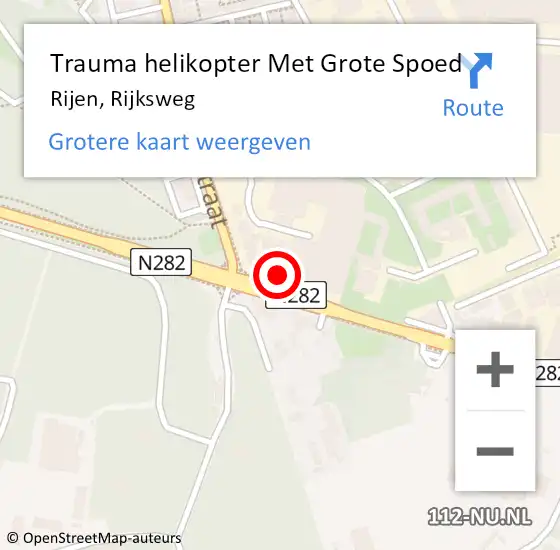 Locatie op kaart van de 112 melding: Trauma helikopter Met Grote Spoed Naar Rijen, Rijksweg op 22 maart 2022 21:25