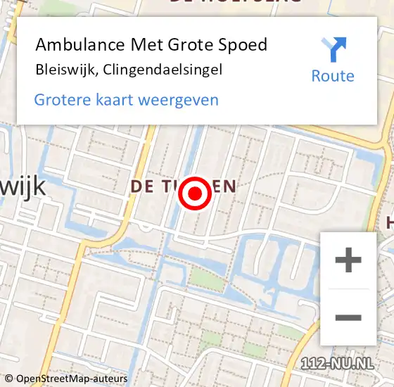 Locatie op kaart van de 112 melding: Ambulance Met Grote Spoed Naar Bleiswijk, Clingendaelsingel op 22 maart 2022 21:28