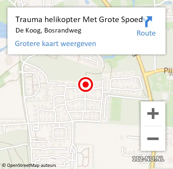 Locatie op kaart van de 112 melding: Trauma helikopter Met Grote Spoed Naar De Koog, Bosrandweg op 22 maart 2022 21:38