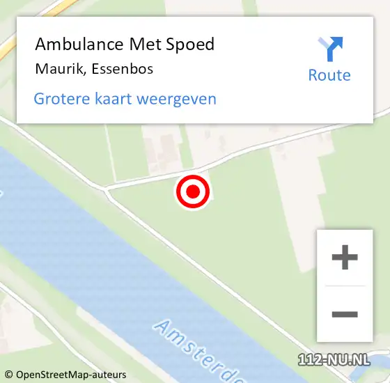 Locatie op kaart van de 112 melding: Ambulance Met Spoed Naar Maurik, Essenbos op 11 juli 2014 20:33