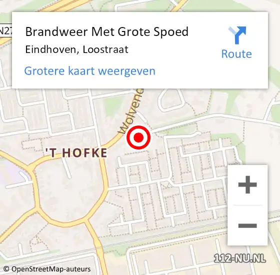 Locatie op kaart van de 112 melding: Brandweer Met Grote Spoed Naar Eindhoven, Loostraat op 22 maart 2022 22:42