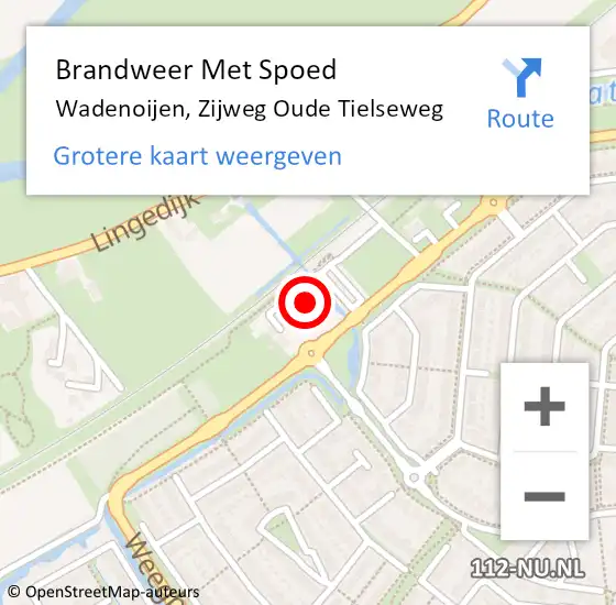 Locatie op kaart van de 112 melding: Brandweer Met Spoed Naar Wadenoijen, Zijweg Oude Tielseweg op 22 maart 2022 23:06