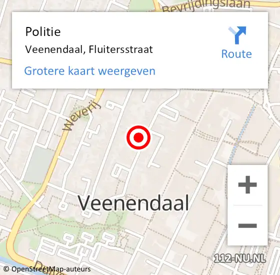 Locatie op kaart van de 112 melding: Politie Veenendaal, Fluitersstraat op 22 maart 2022 23:14