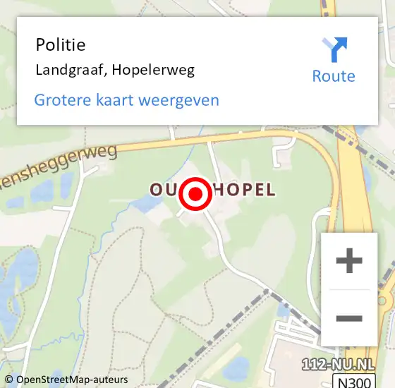 Locatie op kaart van de 112 melding: Politie Landgraaf, Hopelerweg op 22 maart 2022 23:18