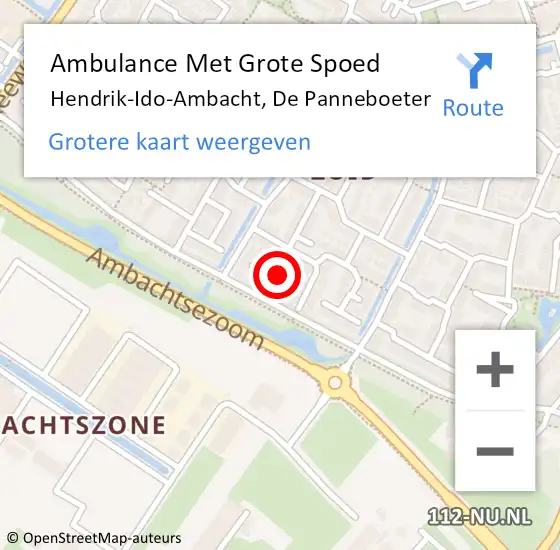 Locatie op kaart van de 112 melding: Ambulance Met Grote Spoed Naar Hendrik-Ido-Ambacht, De Panneboeter op 22 maart 2022 23:49
