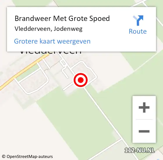 Locatie op kaart van de 112 melding: Brandweer Met Grote Spoed Naar Vledderveen, Jodenweg op 23 maart 2022 00:01