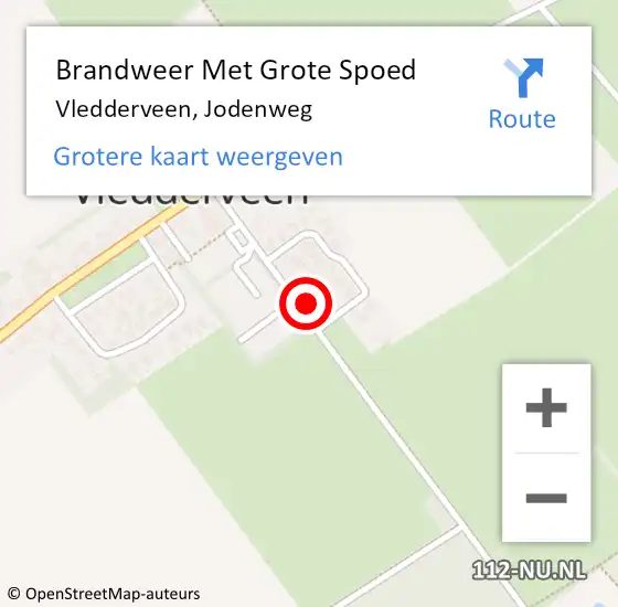 Locatie op kaart van de 112 melding: Brandweer Met Grote Spoed Naar Vledderveen, Jodenweg op 23 maart 2022 00:08