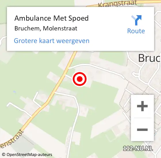 Locatie op kaart van de 112 melding: Ambulance Met Spoed Naar Bruchem, Molenstraat op 23 maart 2022 01:16