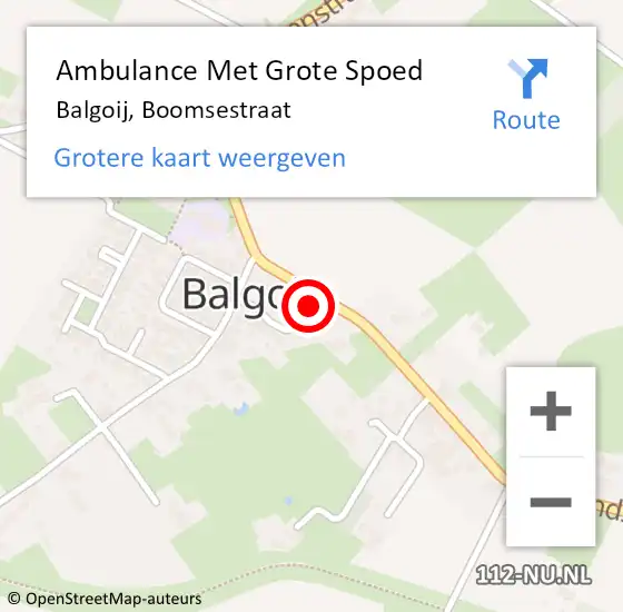Locatie op kaart van de 112 melding: Ambulance Met Grote Spoed Naar Balgoij, Boomsestraat op 23 maart 2022 01:19