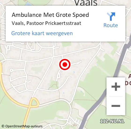 Locatie op kaart van de 112 melding: Ambulance Met Grote Spoed Naar Vaals, Pastoor Prickaertsstraat op 23 maart 2022 02:05