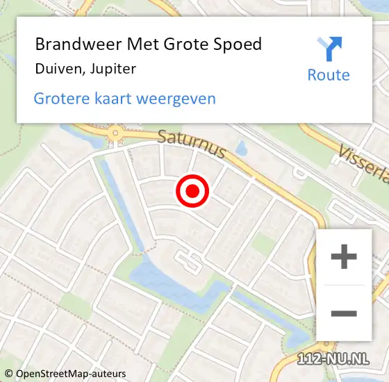 Locatie op kaart van de 112 melding: Brandweer Met Grote Spoed Naar Duiven, Jupiter op 23 maart 2022 02:15