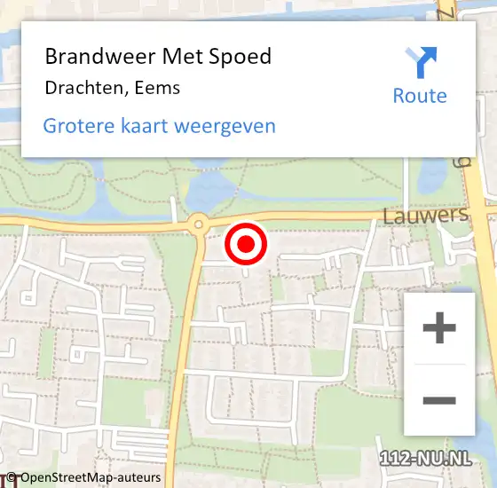 Locatie op kaart van de 112 melding: Brandweer Met Spoed Naar Drachten, Eems op 23 maart 2022 02:25