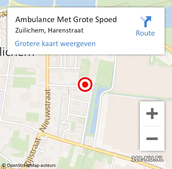 Locatie op kaart van de 112 melding: Ambulance Met Grote Spoed Naar Zuilichem, Harenstraat op 23 maart 2022 02:29