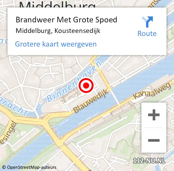 Locatie op kaart van de 112 melding: Brandweer Met Grote Spoed Naar Middelburg, Kousteensedijk op 23 maart 2022 04:50