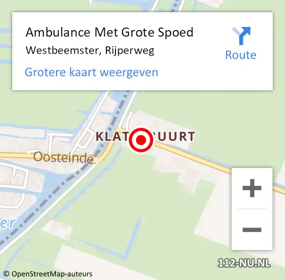 Locatie op kaart van de 112 melding: Ambulance Met Grote Spoed Naar Westbeemster, Rijperweg op 23 maart 2022 05:27