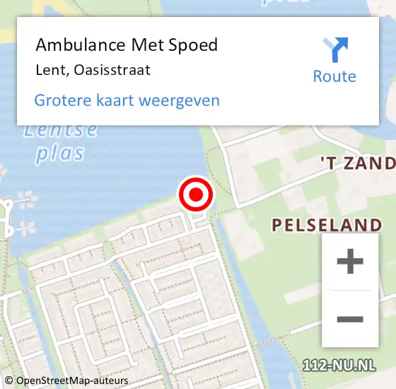 Locatie op kaart van de 112 melding: Ambulance Met Spoed Naar Lent, Oasisstraat op 23 maart 2022 06:06