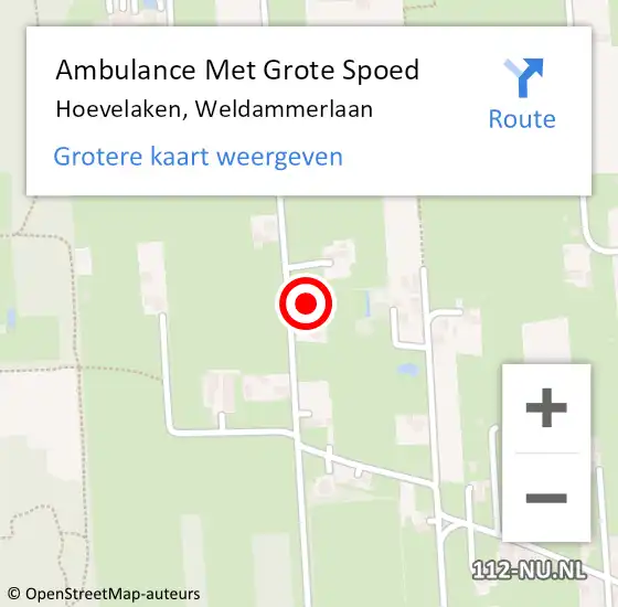 Locatie op kaart van de 112 melding: Ambulance Met Grote Spoed Naar Hoevelaken, Weldammerlaan op 23 maart 2022 06:08