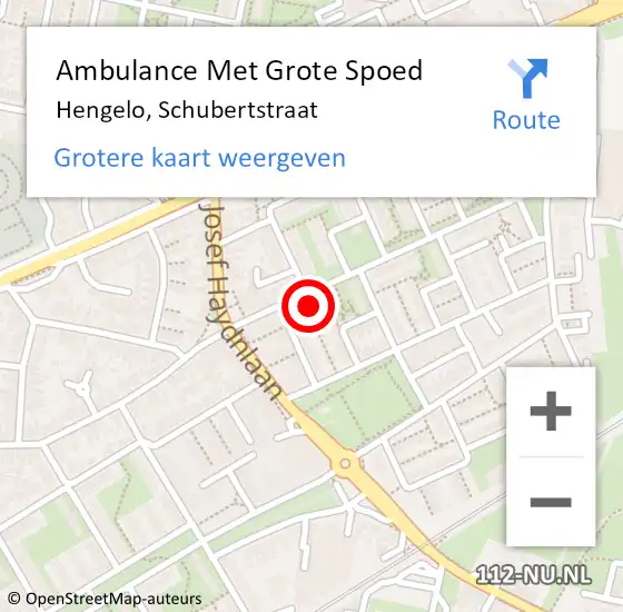 Locatie op kaart van de 112 melding: Ambulance Met Grote Spoed Naar Hengelo, Schubertstraat op 23 maart 2022 06:27