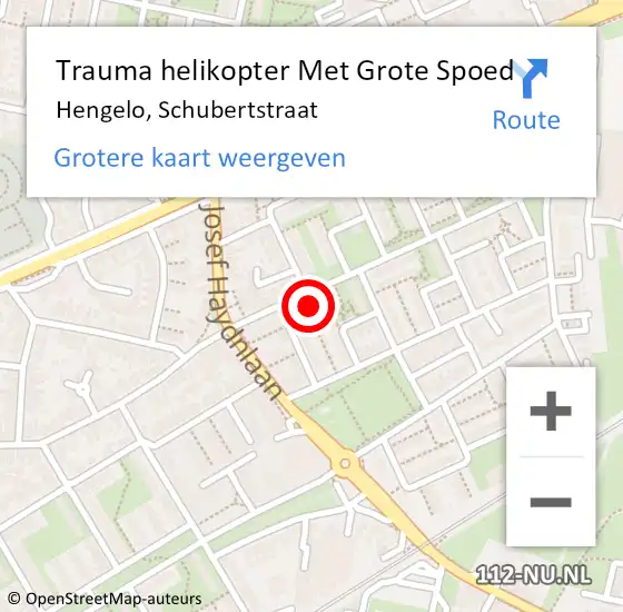 Locatie op kaart van de 112 melding: Trauma helikopter Met Grote Spoed Naar Hengelo, Schubertstraat op 23 maart 2022 06:27