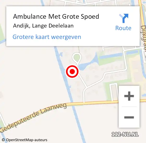 Locatie op kaart van de 112 melding: Ambulance Met Grote Spoed Naar Andijk, Lange Deelelaan op 23 maart 2022 06:29