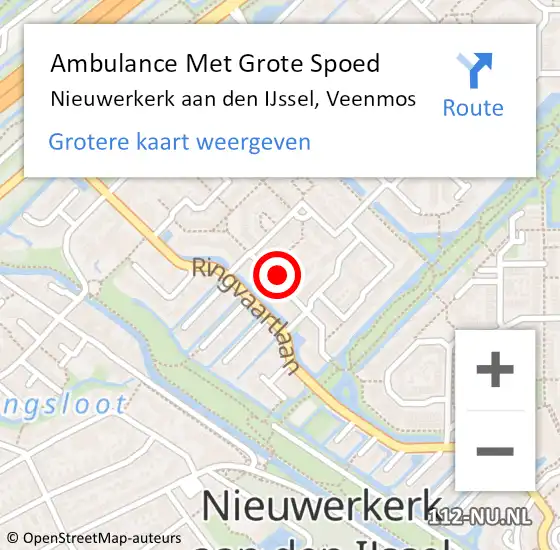 Locatie op kaart van de 112 melding: Ambulance Met Grote Spoed Naar Nieuwerkerk aan den IJssel, Veenmos op 23 maart 2022 07:10