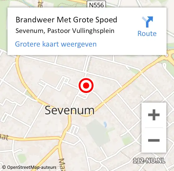 Locatie op kaart van de 112 melding: Brandweer Met Grote Spoed Naar Sevenum, Pastoor Vullinghsplein op 23 maart 2022 07:38