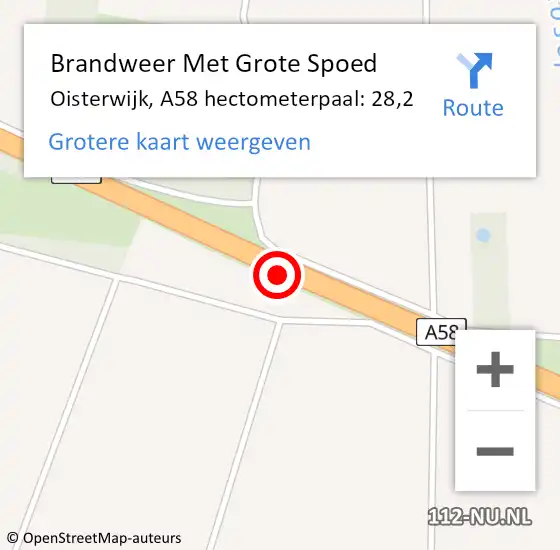 Locatie op kaart van de 112 melding: Brandweer Met Grote Spoed Naar Oisterwijk, A58 hectometerpaal: 28,2 op 23 maart 2022 07:43