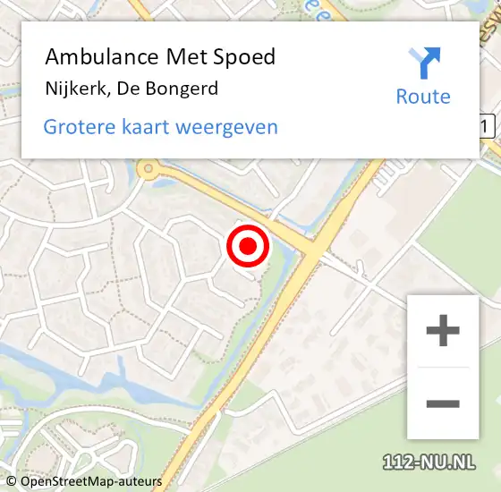 Locatie op kaart van de 112 melding: Ambulance Met Spoed Naar Nijkerk, De Bongerd op 23 maart 2022 07:56