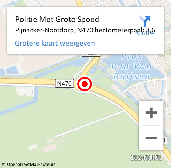 Locatie op kaart van de 112 melding: Politie Met Grote Spoed Naar Pijnacker-Nootdorp, N470 hectometerpaal: 8,6 op 23 maart 2022 08:25