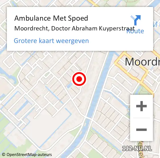 Locatie op kaart van de 112 melding: Ambulance Met Spoed Naar Moordrecht, Doctor Abraham Kuyperstraat op 23 maart 2022 09:05