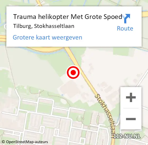 Locatie op kaart van de 112 melding: Trauma helikopter Met Grote Spoed Naar Tilburg, Stokhasseltlaan op 23 maart 2022 09:17