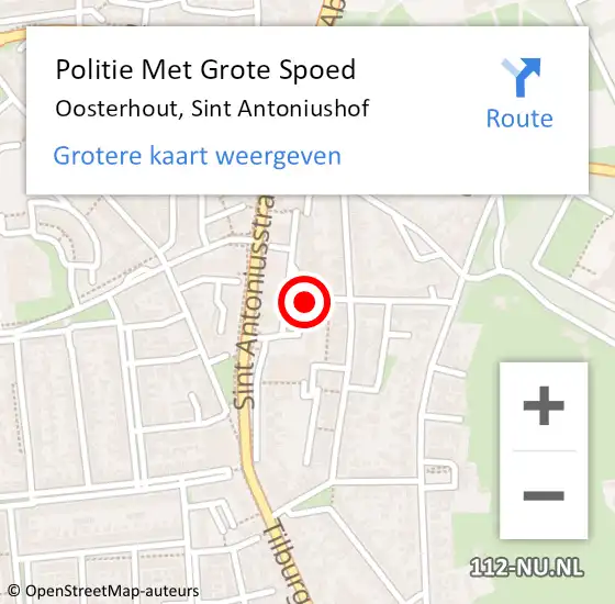 Locatie op kaart van de 112 melding: Politie Met Grote Spoed Naar Oosterhout, Sint Antoniushof op 23 maart 2022 09:21