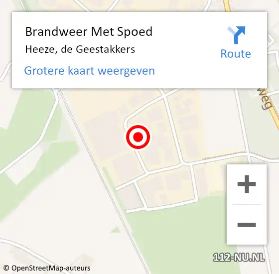 Locatie op kaart van de 112 melding: Brandweer Met Spoed Naar Heeze, de Geestakkers op 23 maart 2022 09:36