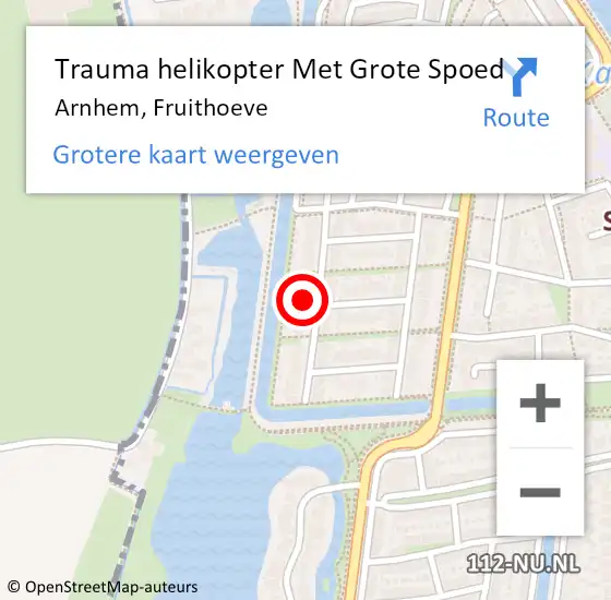 Locatie op kaart van de 112 melding: Trauma helikopter Met Grote Spoed Naar Arnhem, Fruithoeve op 23 maart 2022 09:41