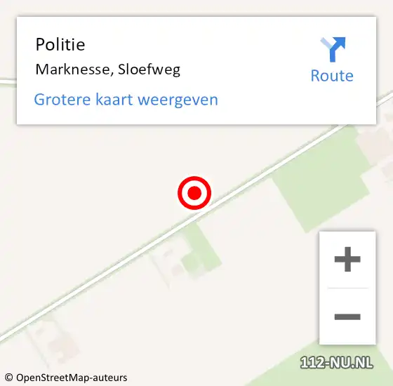 Locatie op kaart van de 112 melding: Politie Marknesse, Sloefweg op 23 maart 2022 09:55