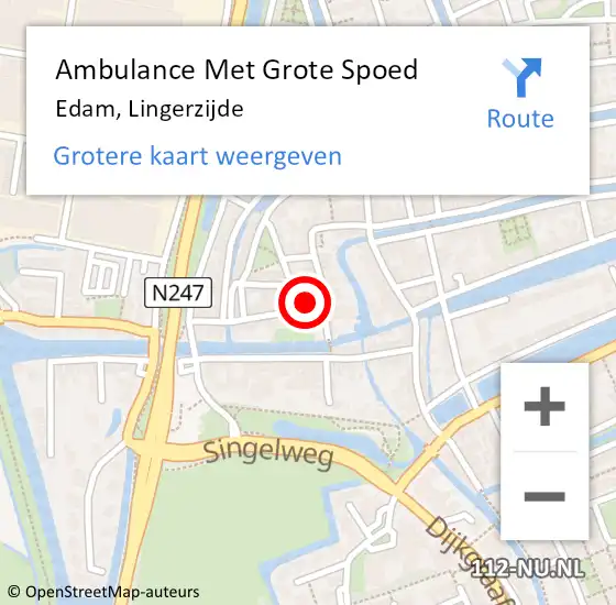 Locatie op kaart van de 112 melding: Ambulance Met Grote Spoed Naar Edam, Lingerzijde op 23 maart 2022 09:55