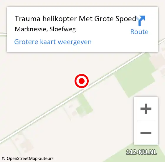 Locatie op kaart van de 112 melding: Trauma helikopter Met Grote Spoed Naar Marknesse, Sloefweg op 23 maart 2022 09:57
