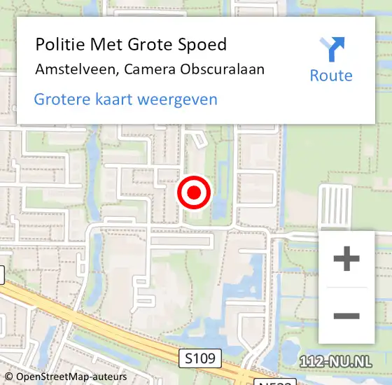 Locatie op kaart van de 112 melding: Politie Met Grote Spoed Naar Amstelveen, Camera Obscuralaan op 23 maart 2022 10:03